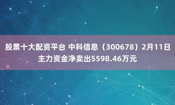 股票十大配资平台 中科信息（300678）2月11日主力资金净卖出5598.46万元