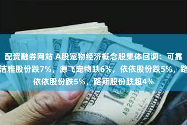 配资融券网站 A股宠物经济概念股集体回调：可靠股份跌超8%，洁雅股份跌7%，源飞宠物跌6%，依依股份跌5%，路斯股份跌超4%
