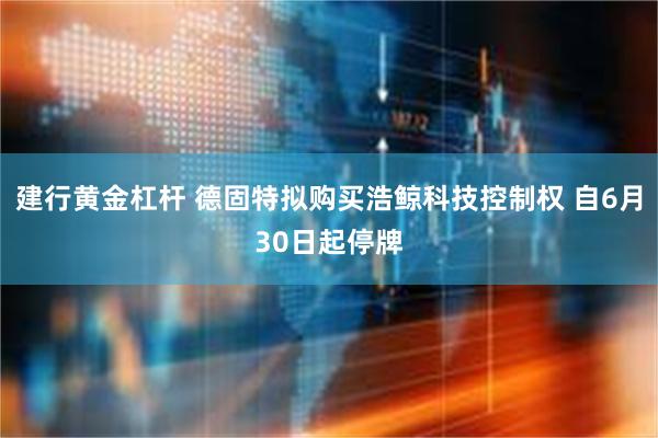 建行黄金杠杆 德固特拟购买浩鲸科技控制权 自6月30日起停牌