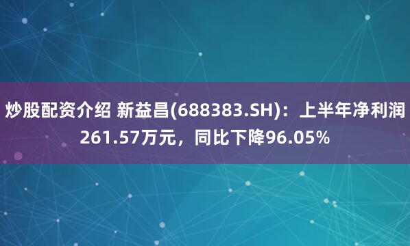 炒股配资介绍 新益昌(688383.SH)：上半年净利润261.57万元，同比下降96.05%