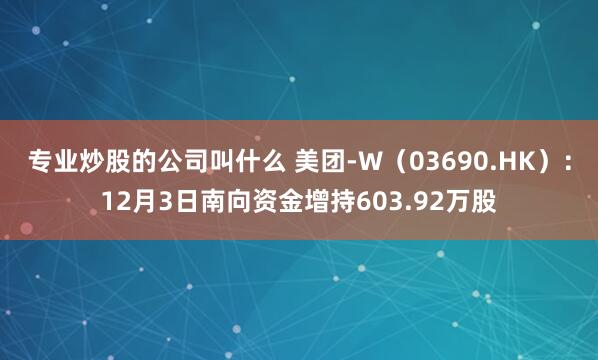 专业炒股的公司叫什么 美团-W(03690.HK):12月3日南向资金增持603.92万股