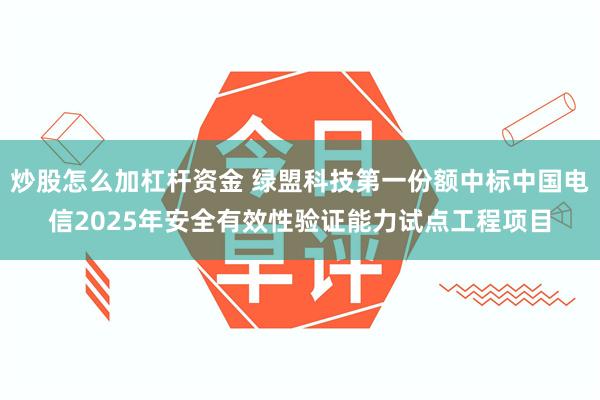 炒股怎么加杠杆资金 绿盟科技第一份额中标中国电信2025年安全有效性验证能力试点工程项目